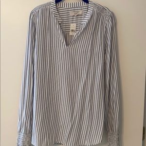 Loft blue white striped top small